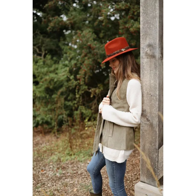 Hicks & Brown Suffolk Pheasant Wrap Fedora Hat - Cinnamon