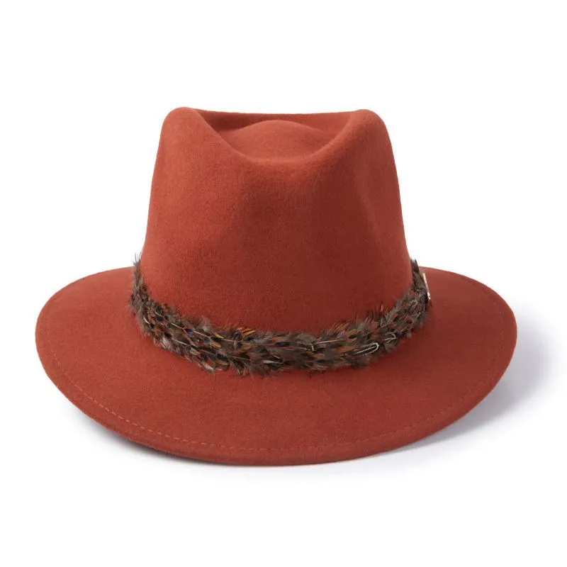 Hicks & Brown Suffolk Pheasant Wrap Fedora Hat - Cinnamon