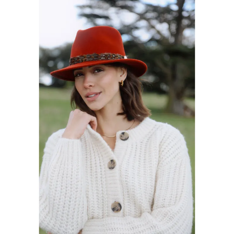 Hicks & Brown Suffolk Pheasant Wrap Fedora Hat - Cinnamon