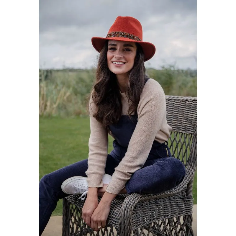 Hicks & Brown Suffolk Pheasant Wrap Fedora Hat - Cinnamon