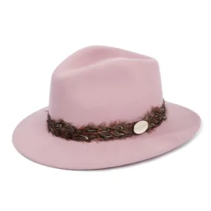 Hicks & Brown Suffolk Pheasant Wrap Fedora Hat - Dusky Pink