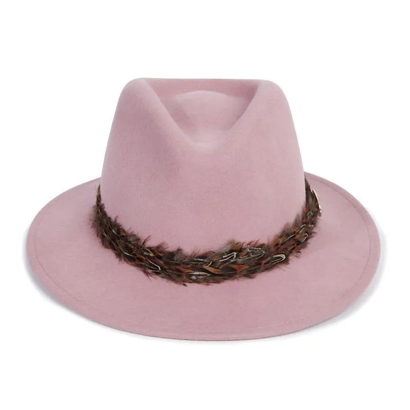Hicks & Brown Suffolk Pheasant Wrap Fedora Hat - Dusky Pink