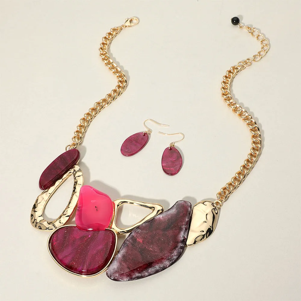 iLLASPARKZ Abstract Celluloid Acetate Plate Pointed Statement Necklace