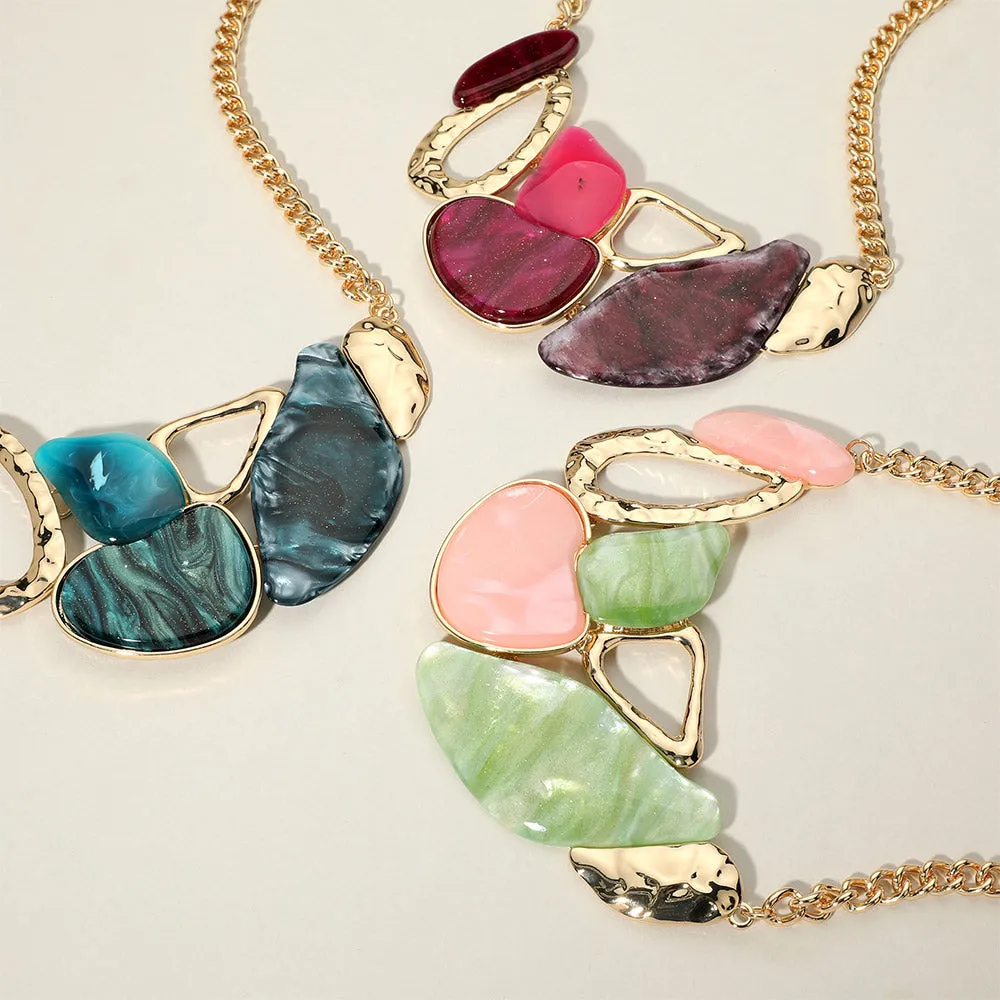 iLLASPARKZ Abstract Celluloid Acetate Plate Pointed Statement Necklace