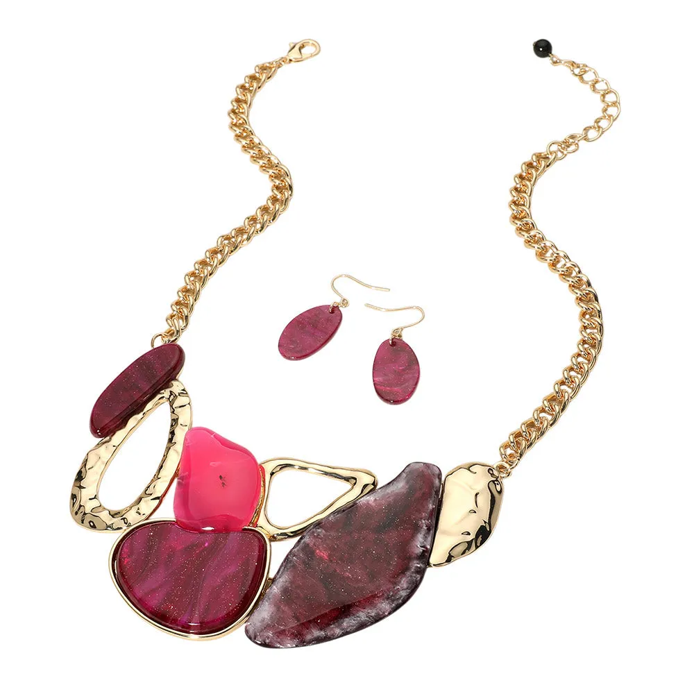 iLLASPARKZ Abstract Celluloid Acetate Plate Pointed Statement Necklace