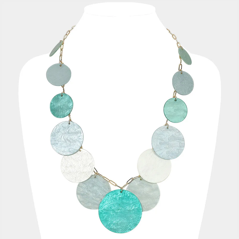 iLLASPARKZ Celluloid Acetate Disc Charm Station Statement Necklace