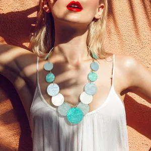 iLLASPARKZ Celluloid Acetate Disc Charm Station Statement Necklace