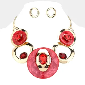 iLLASPARKZ Celluloid Acetate Glass Stone Metal Statement Necklace