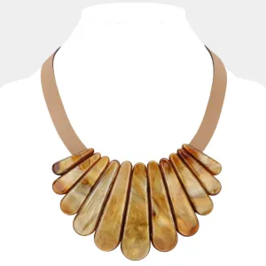 iLLASPARKZ Celluloid Acetate Marbled Plate Faux Leather Statement Necklace