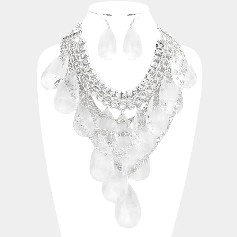 iLLASPARKZ Lucite Teardrop Cluster Statement Necklace