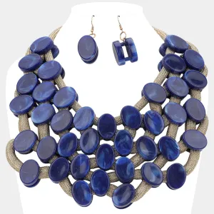 iLLASPARKZ Marbled Oval Bead Cluster Statement Necklace