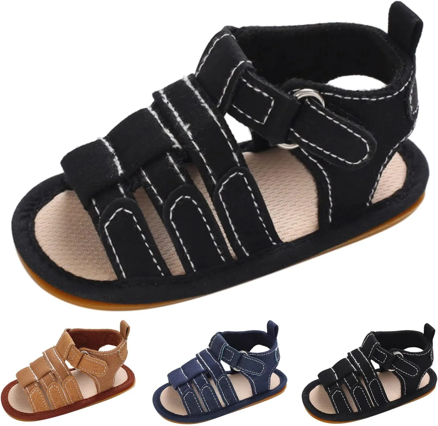 Infant Baby Boys Girls Open-Toe Beach Sandals Non Slip Soft Sole Lightweight Summer Outdoor Shoes for Toddler