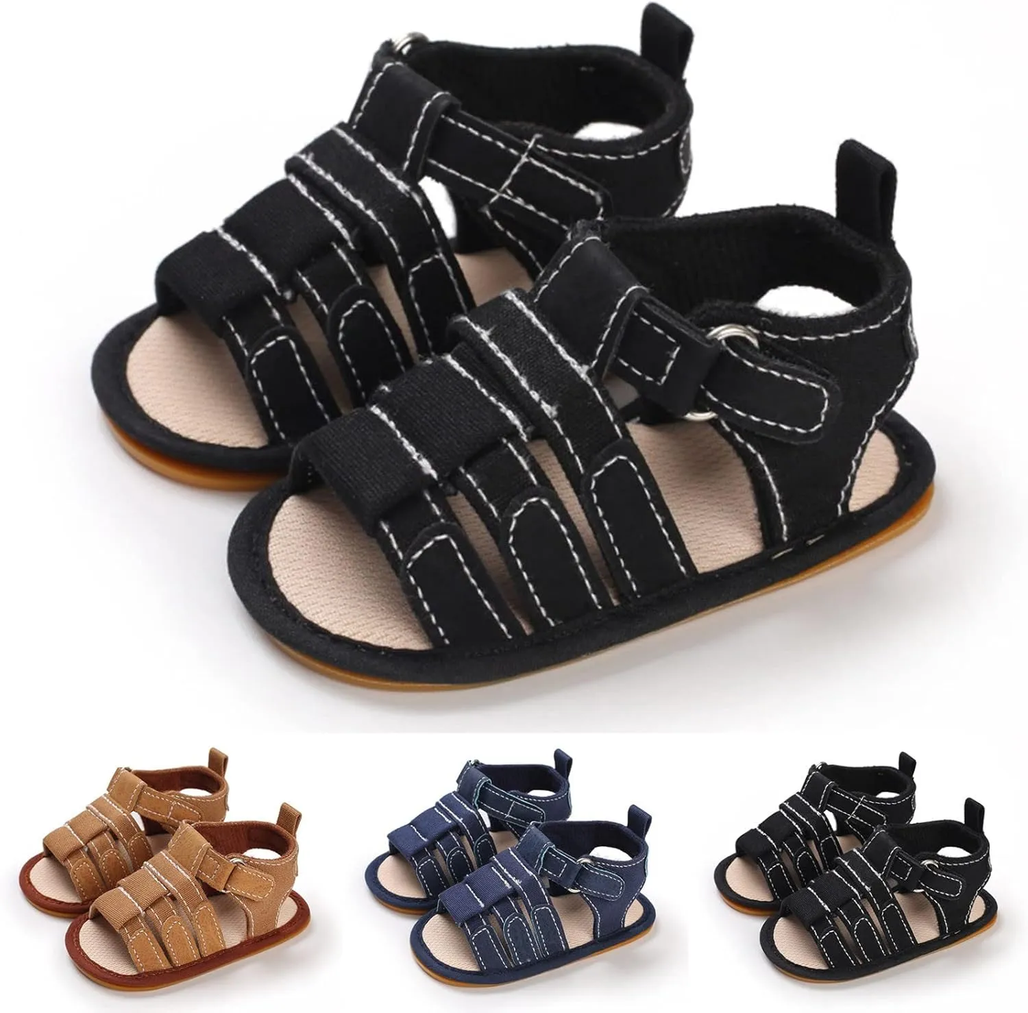 Infant Baby Boys Girls Open-Toe Beach Sandals Non Slip Soft Sole Lightweight Summer Outdoor Shoes for Toddler