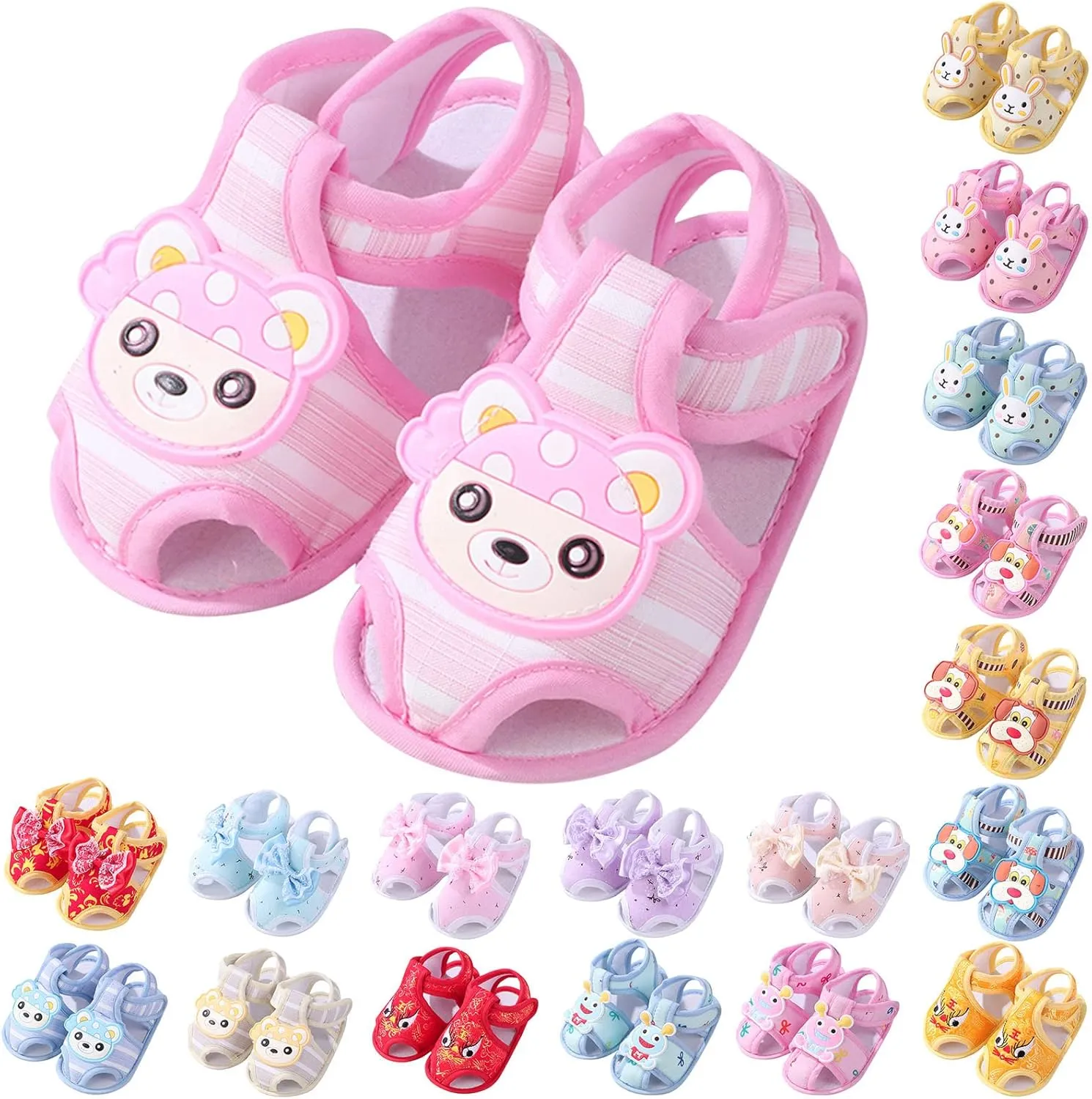 Infant Baby Girl Boy Cute Cartoon Bear Shoes Summer Casual Sandals Cotton Sole Newborn First Size 6 Sandals for Girls