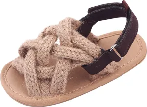 Infant Baby Girl Boy Sandals Braided Open Toe Flat Sandal Summer Anti Slip Walk Shoes Cute Slip On Casual Shoes