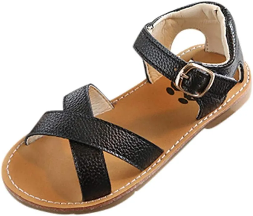 Infant Baby Girls Boys Child Sandals Summer Shoes Non Slip Soft Sole Open Toe Slippers Shoes Princess (Black, 9 Toddler)