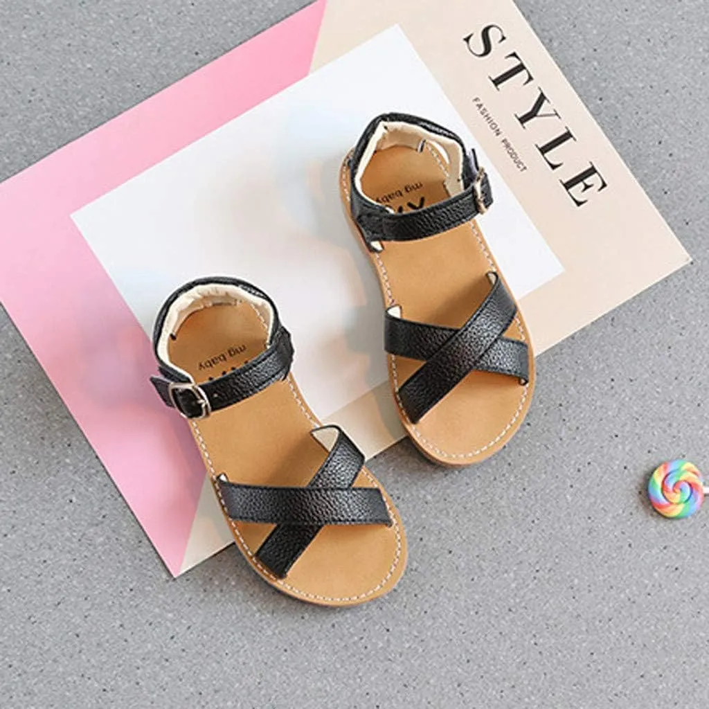 Infant Baby Girls Boys Child Sandals Summer Shoes Non Slip Soft Sole Open Toe Slippers Shoes Princess (Black, 9 Toddler)