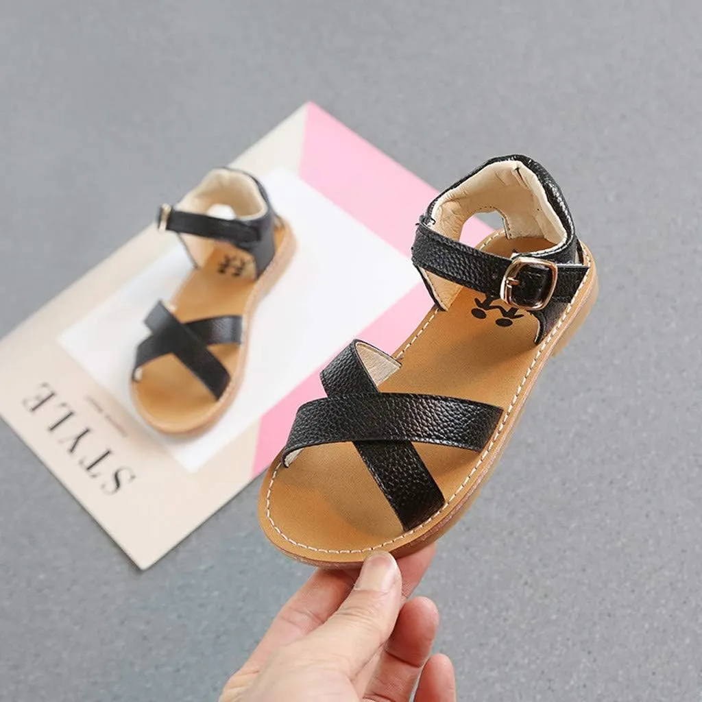 Infant Baby Girls Boys Child Sandals Summer Shoes Non Slip Soft Sole Open Toe Slippers Shoes Princess (Black, 9 Toddler)