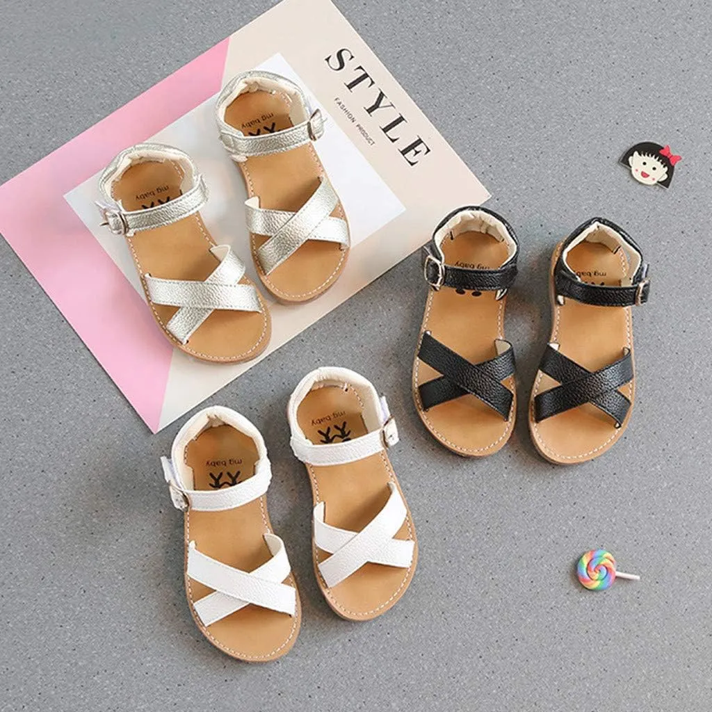 Infant Baby Girls Boys Child Sandals Summer Shoes Non Slip Soft Sole Open Toe Slippers Shoes Princess (Black, 9 Toddler)