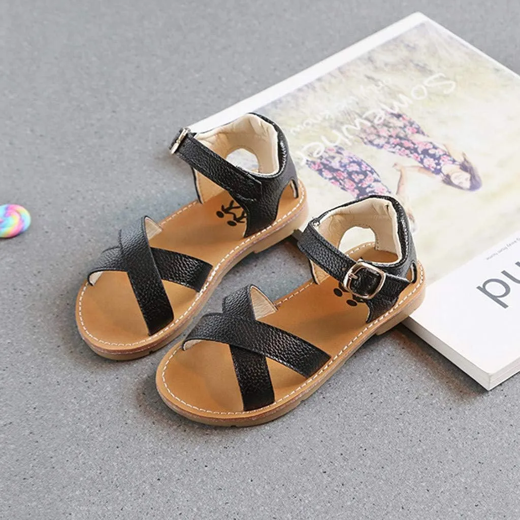 Infant Baby Girls Boys Child Sandals Summer Shoes Non Slip Soft Sole Open Toe Slippers Shoes Princess (Black, 9 Toddler)