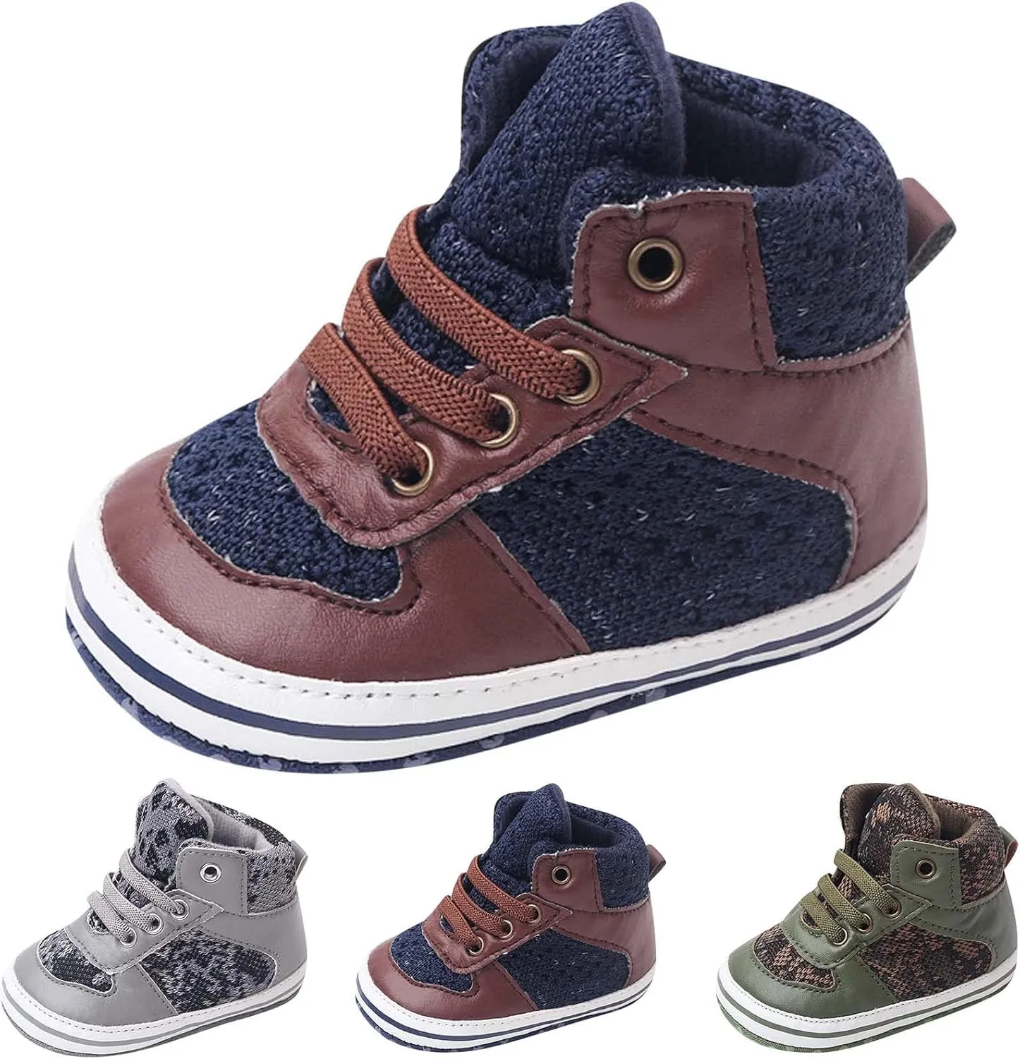 Infant Baby Girls Boys High Tops Ankle Sneakers Infant Newborn Soft Sole Anti-Slip Prewalker First Walking Shoes