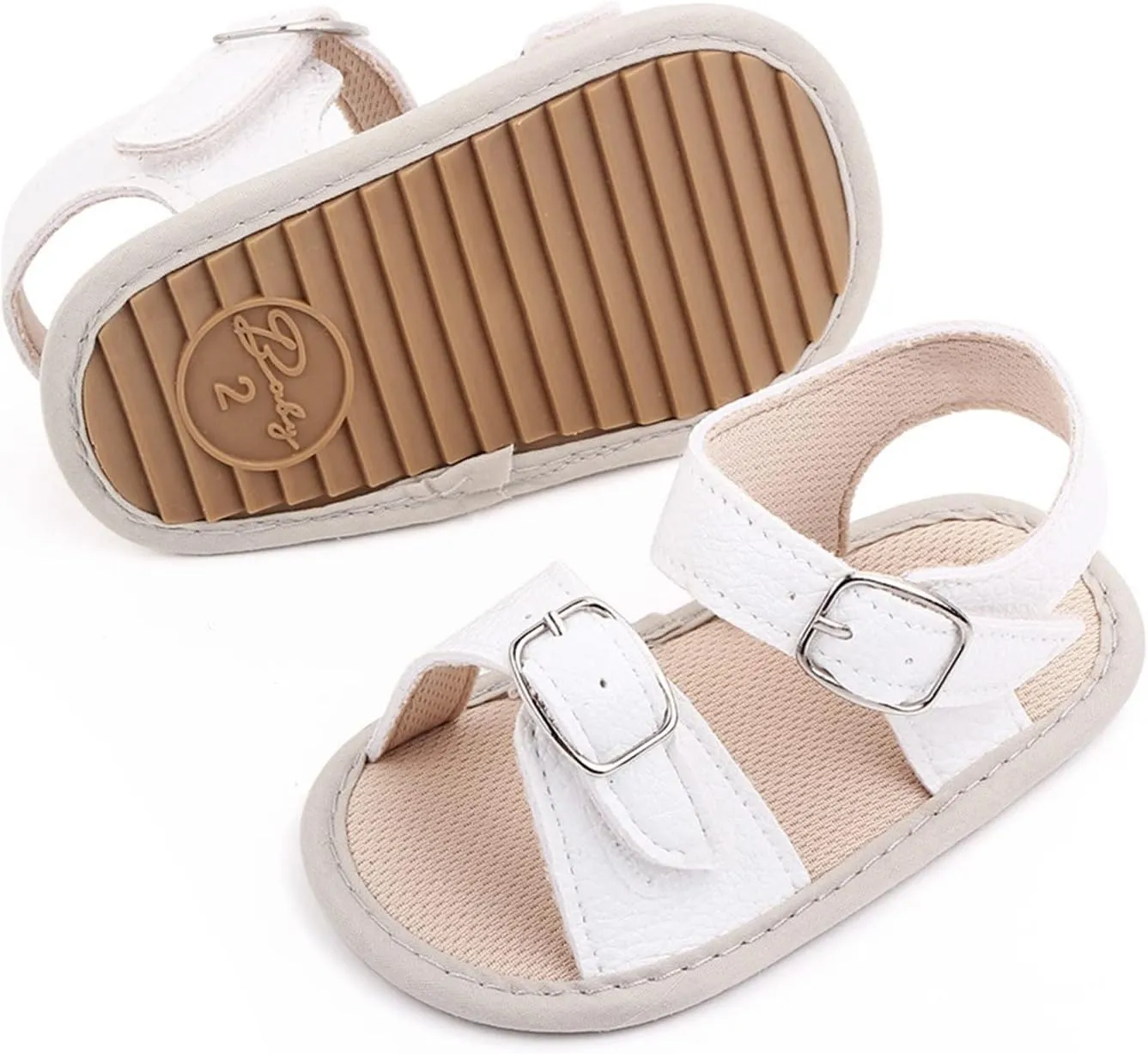 Infant Baby Girls Boys Sandals Crib Shoes Toddler PU Leather Flower Soft Rubber Sole Dress Flats First Walker Shoes