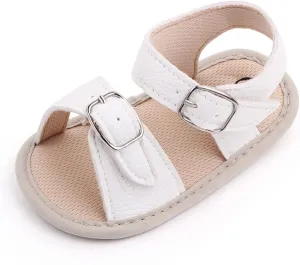 Infant Baby Girls Boys Sandals Crib Shoes Toddler PU Leather Flower Soft Rubber Sole Dress Flats First Walker Shoes