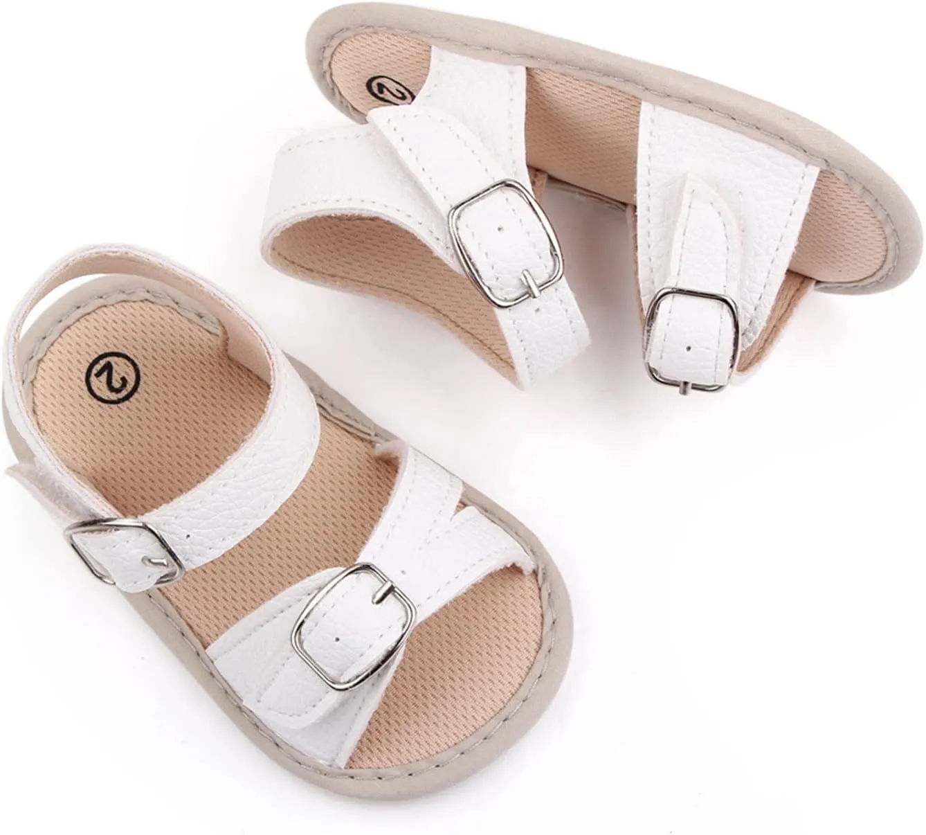 Infant Baby Girls Boys Sandals Crib Shoes Toddler PU Leather Flower Soft Rubber Sole Dress Flats First Walker Shoes