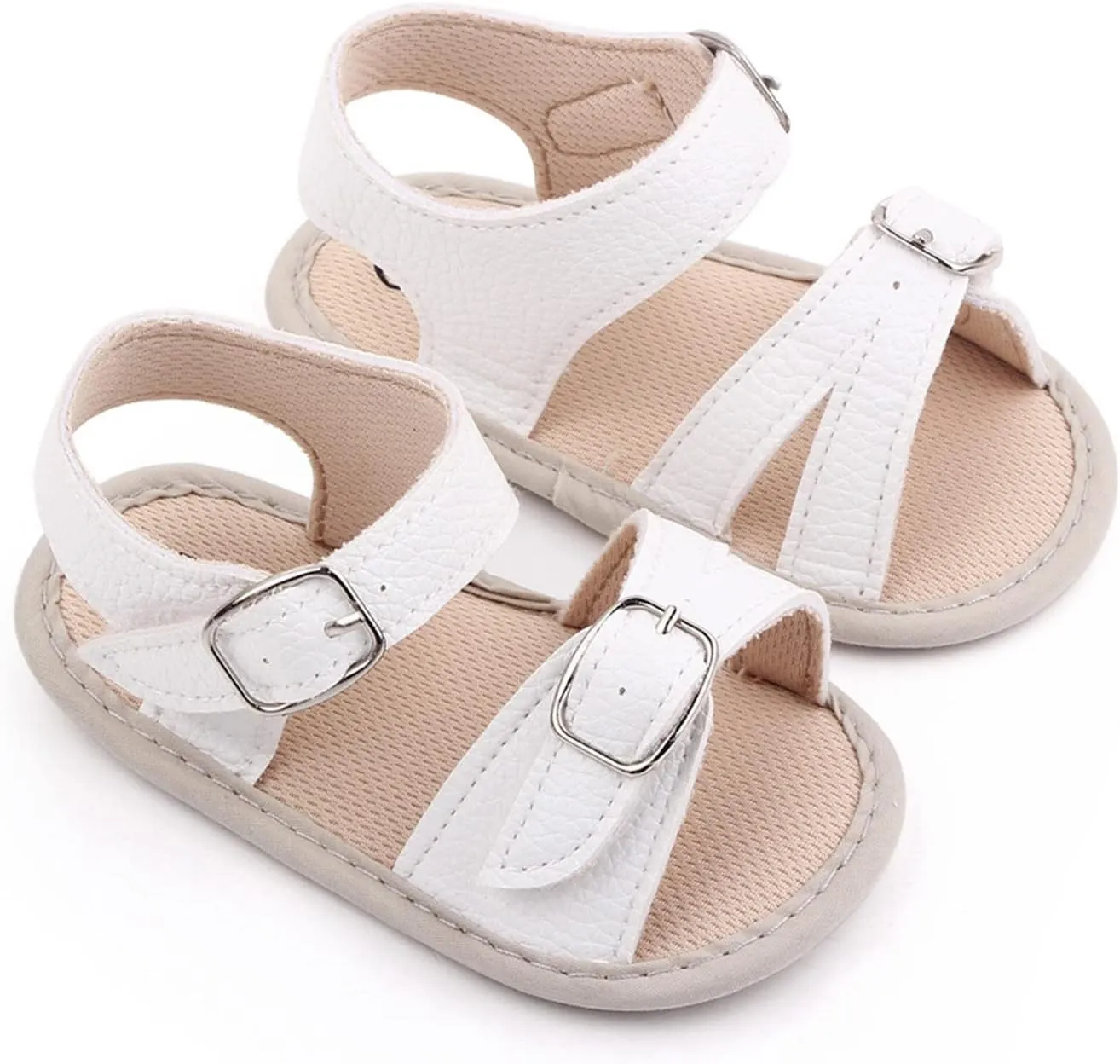 Infant Baby Girls Boys Sandals Crib Shoes Toddler PU Leather Flower Soft Rubber Sole Dress Flats First Walker Shoes