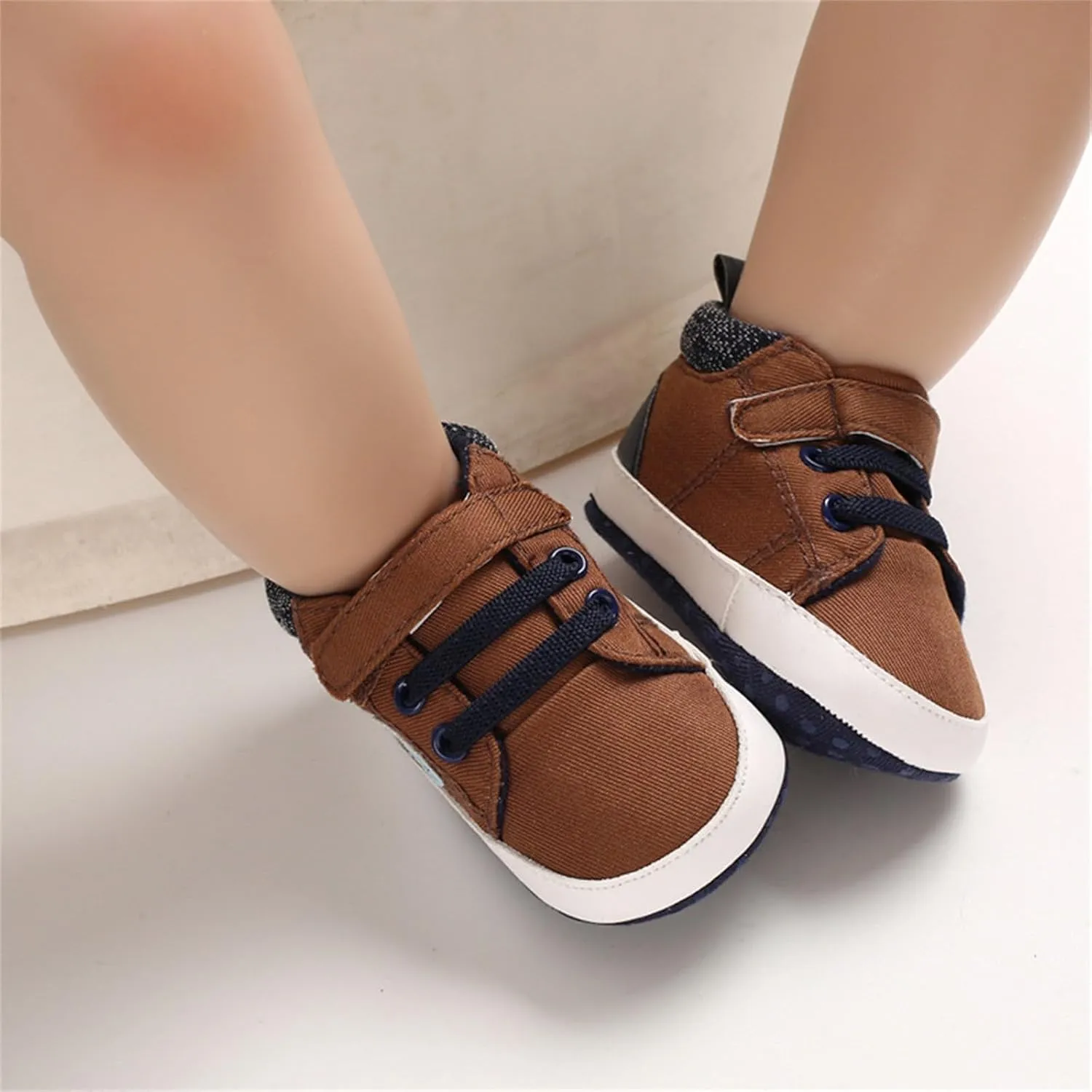 Infant Baby High Top Sneakers Soft Soles Anti Slip Ankle Shoes Prewalker Lightweight First Walking rib Shoes