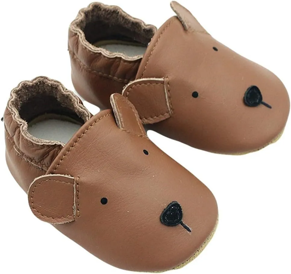 Infant Baby Soft Sole PU Leather Prewalker Shoes Infant Toddler Cute artoon Animal Slip-on Shoes Casual Slippers
