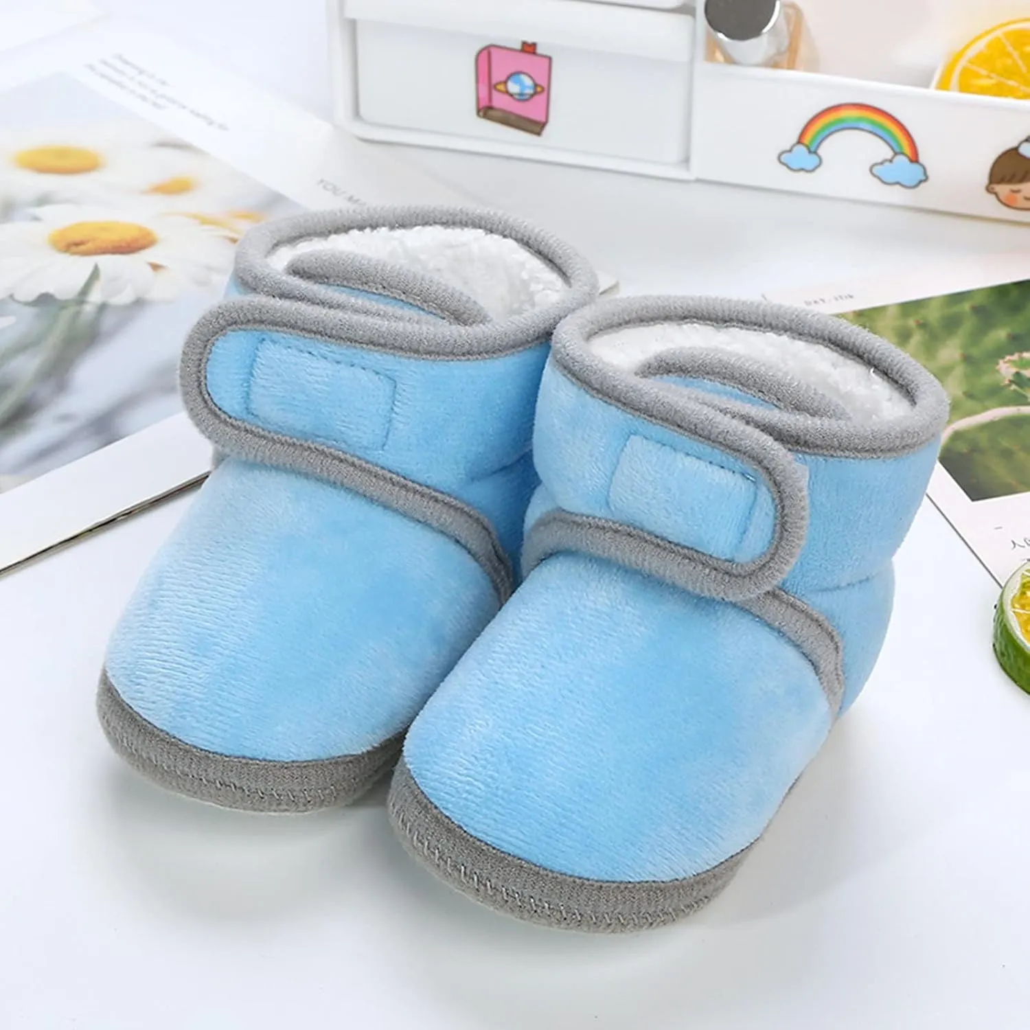 Infant Boots Fleece Baby Booties Thick Slipper Socks Cute Anti-Slip Soft Sole Warm Indoor Outoor Shoes Moccasins Shoe