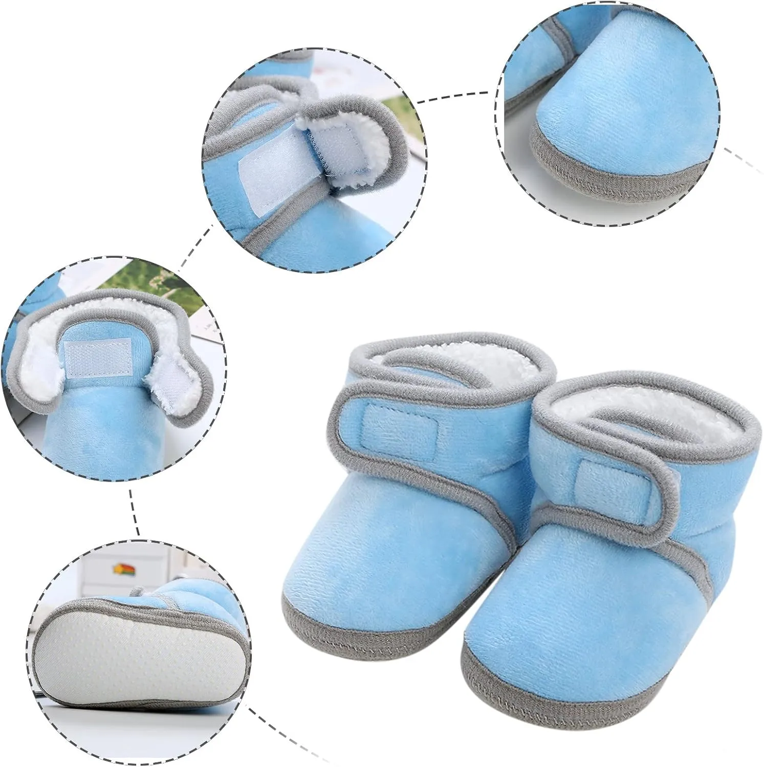 Infant Boots Fleece Baby Booties Thick Slipper Socks Cute Anti-Slip Soft Sole Warm Indoor Outoor Shoes Moccasins Shoe