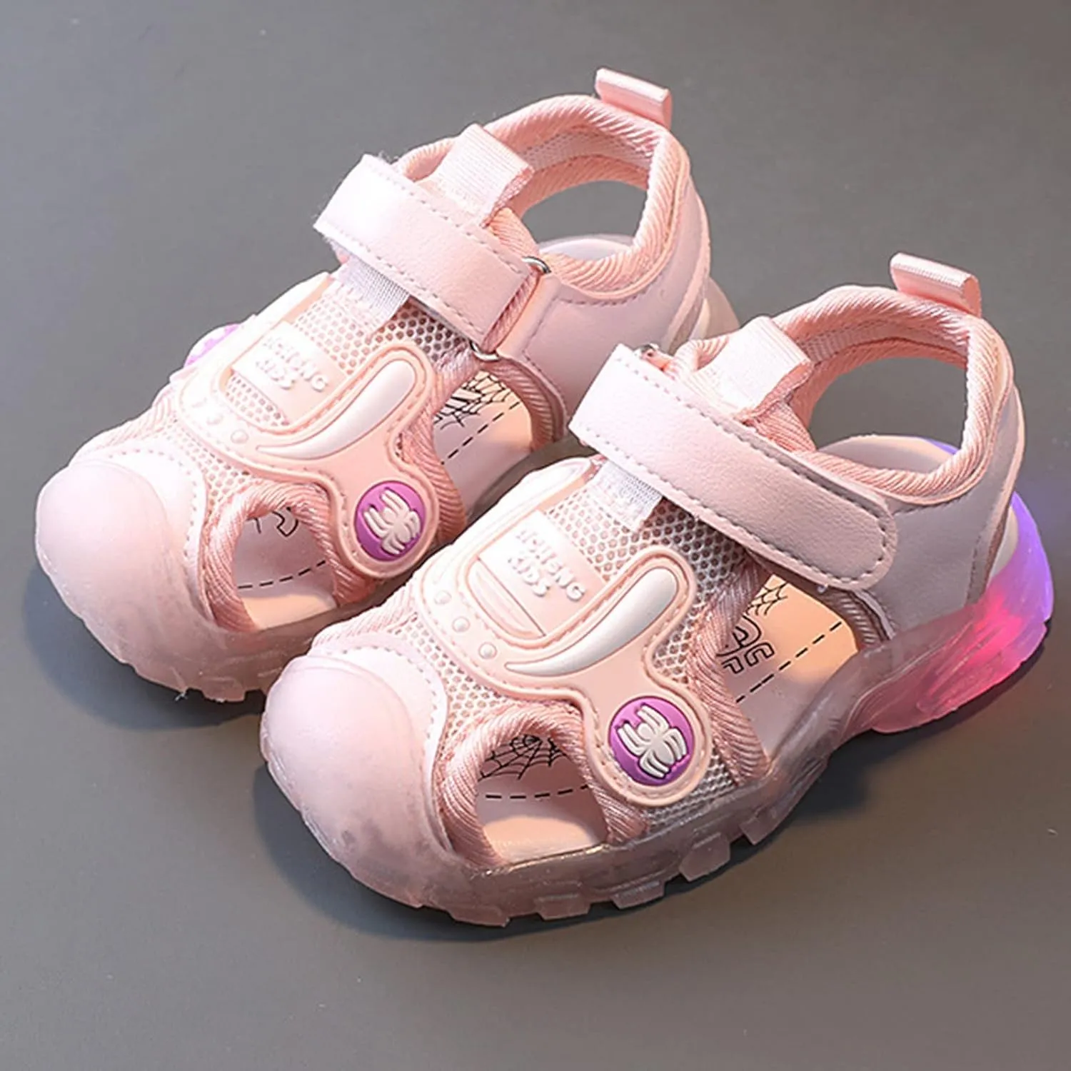 Infant Girls Boys Child Light On LED Baby Shoes Sandals Non Slip Soft Sole Open Toe Sandals (Pink, 13 Little Child)