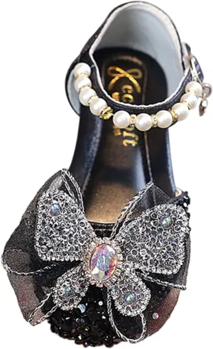 Infant Girls Mary Jane Bowknot Shoes Sparkly Princess Shoes Non Slip Soft Sole Shoes Party Ballet Shoe Toddler Shoes
