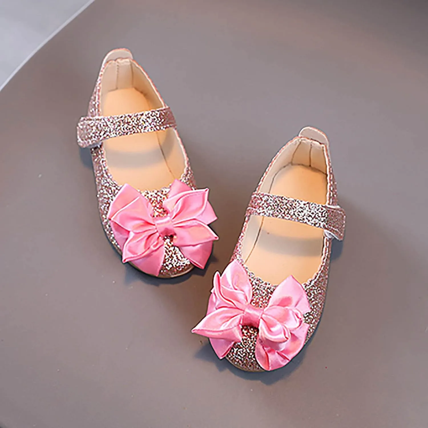 Infant Kids Baby Girls 1-12Years Bling Bowknot Non Slip Soft Sole Shoes Single Princess Shoes Sandals Dancing Shoes