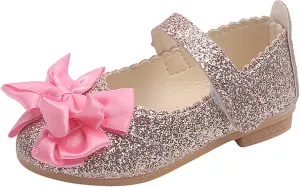 Infant Kids Baby Girls 1-12Years Bling Bowknot Non Slip Soft Sole Shoes Single Princess Shoes Sandals Dancing Shoes