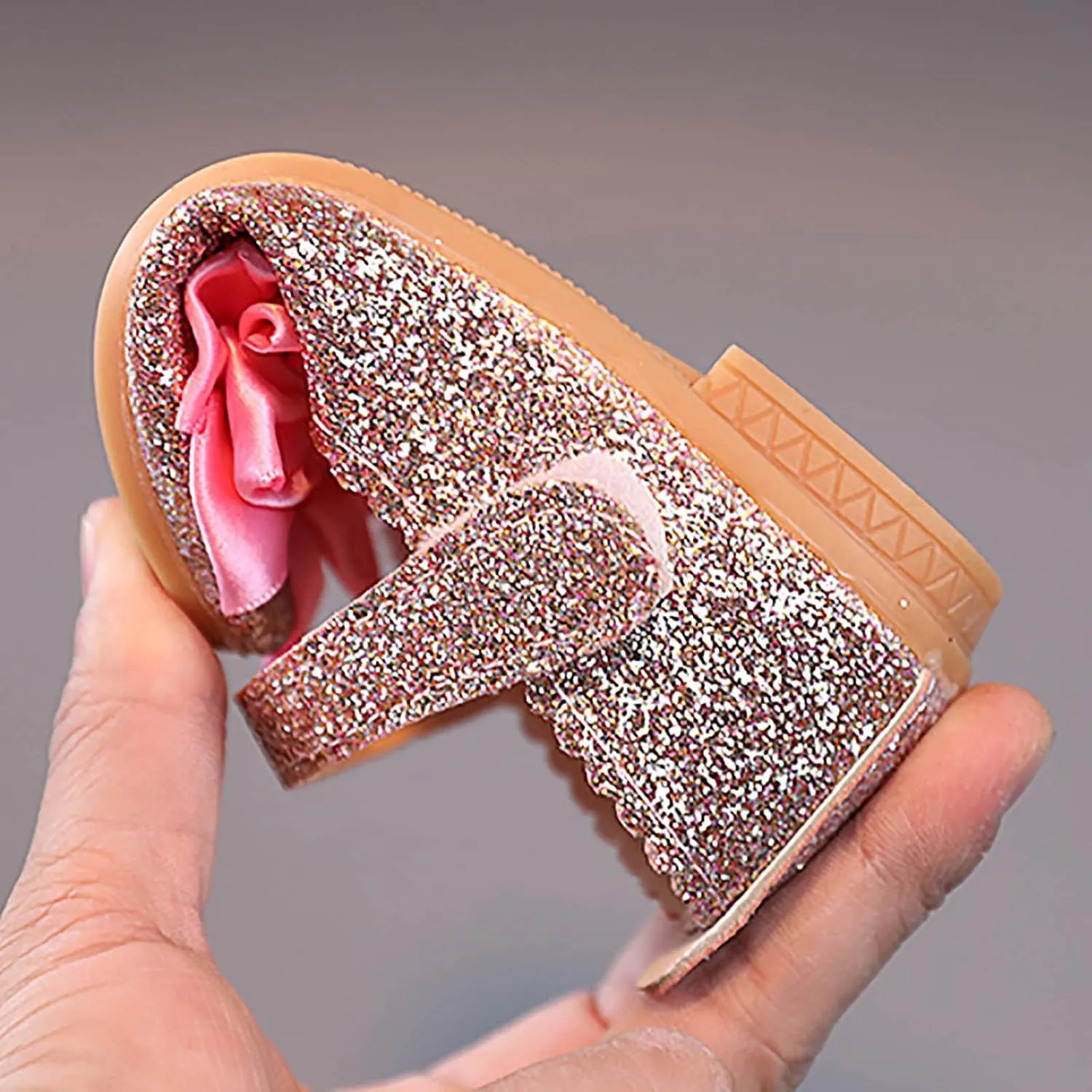 Infant Kids Baby Girls 1-12Years Bling Bowknot Non Slip Soft Sole Shoes Single Princess Shoes Sandals Dancing Shoes