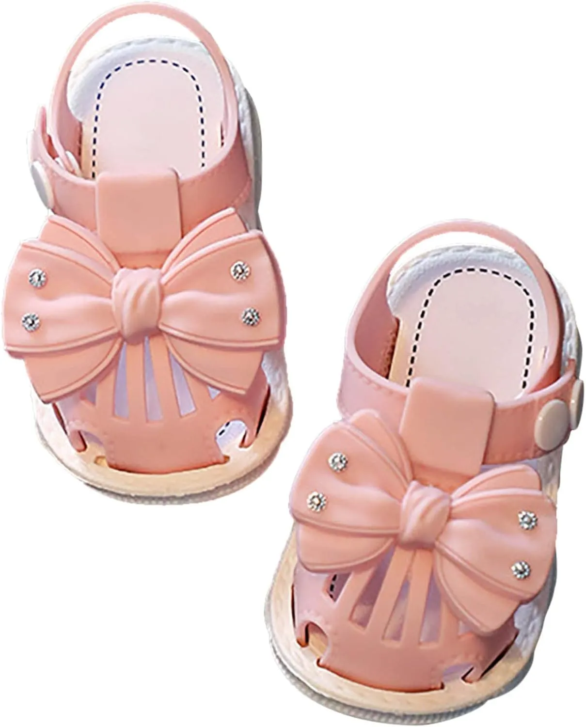 Infant Newborn Baby Girl Closed-Toe Sandals Breathable Comfortable Cute Bow Beach Soft Sole Party Water Shoes