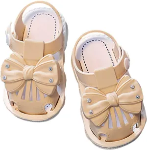 Infant Newborn Baby Girl Closed-Toe Sandals Breathable Comfortable Cute Bow Beach Soft Sole Party Water Shoes