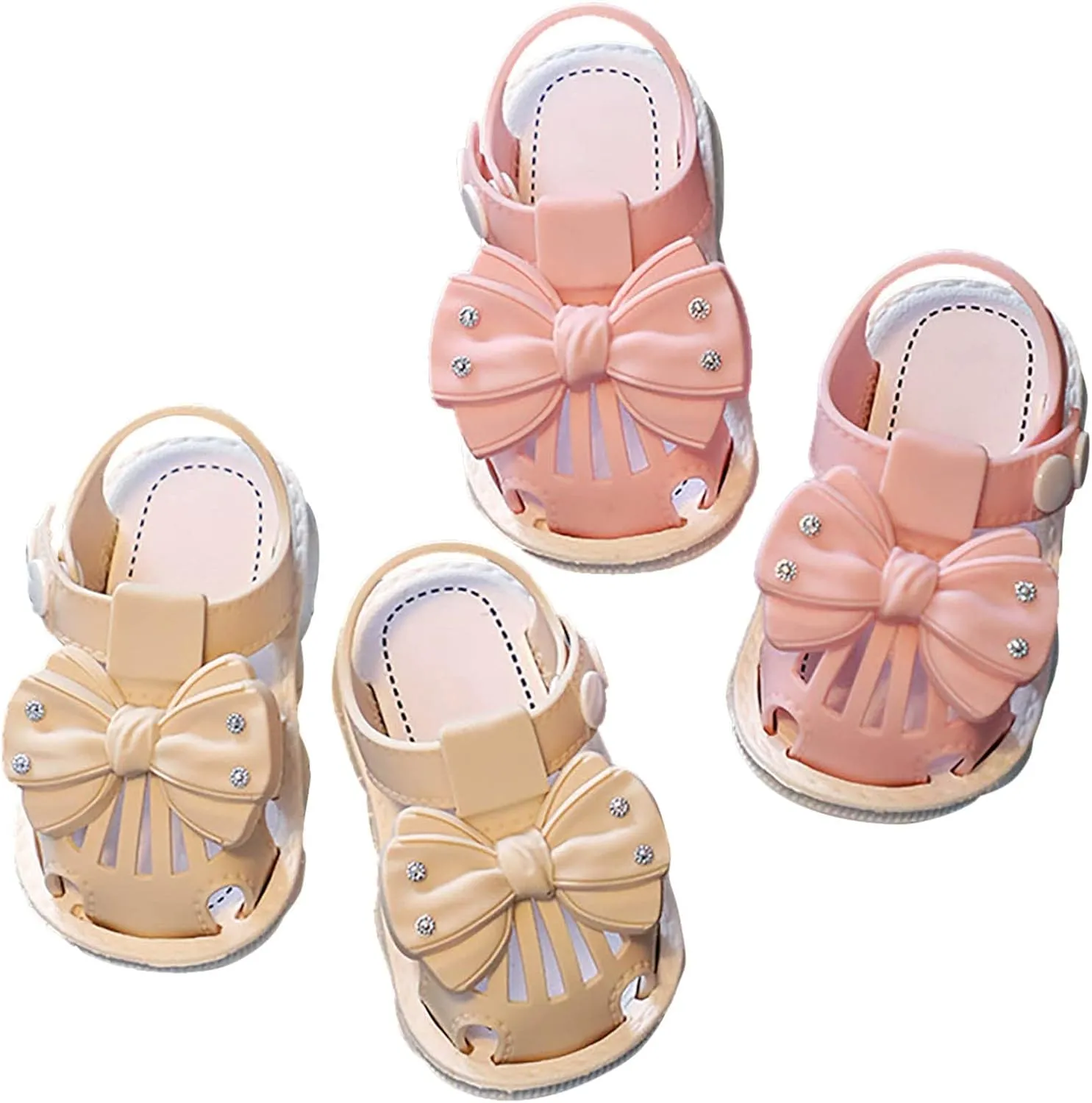 Infant Newborn Baby Girl Closed-Toe Sandals Breathable Comfortable Cute Bow Beach Soft Sole Party Water Shoes
