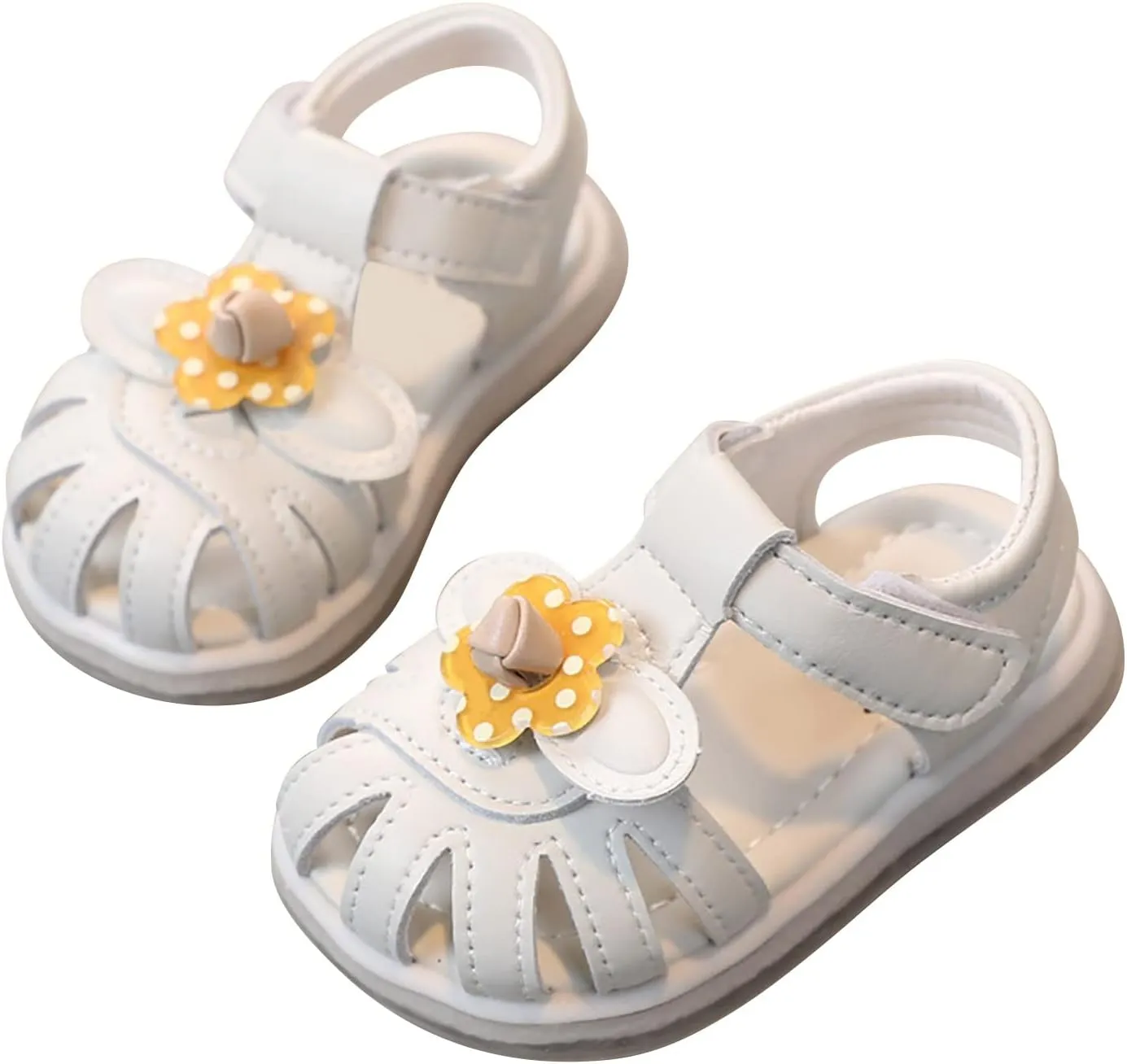 Infant Newborn Baby Girl Closed-Toe Sandals Breathable Comfortable Cute Flower Beach Soft Sole Water Shoes