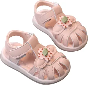 Infant Newborn Baby Girl Closed-Toe Sandals Breathable Comfortable Cute Flower Beach Soft Sole Water Shoes