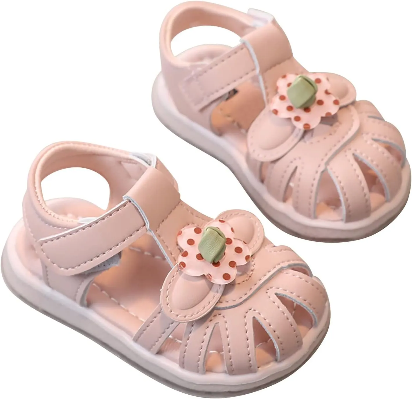 Infant Newborn Baby Girl Closed-Toe Sandals Breathable Comfortable Cute Flower Beach Soft Sole Water Shoes