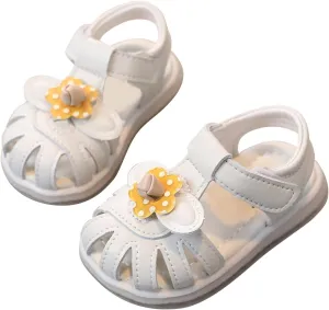 Infant Newborn Baby Girl Closed-Toe Sandals Breathable Comfortable Cute Flower Beach Soft Sole Water Shoes