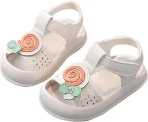 Infant Newborn Baby Girl Closed-Toe Sandals Breathable Comfortable Cute Lollipop Beach Soft Sole Water Shoes