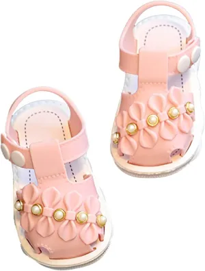 Infant Newborn Girl Closed-Toe Sandals Breathable Comfortable Cute Ruffle Beach Soft Sole Party Water Shoes