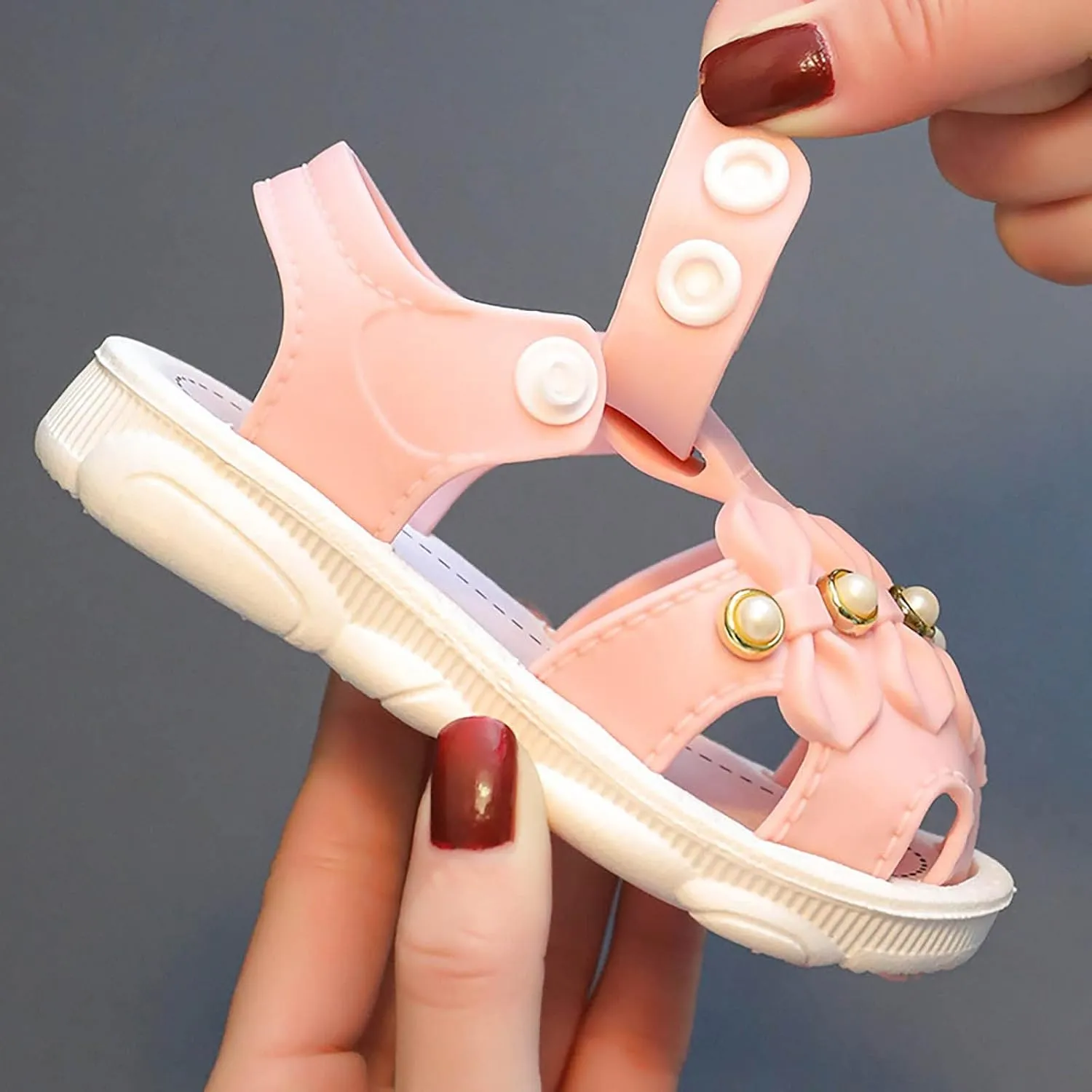 Infant Newborn Girl Closed-Toe Sandals Breathable Comfortable Cute Ruffle Beach Soft Sole Party Water Shoes