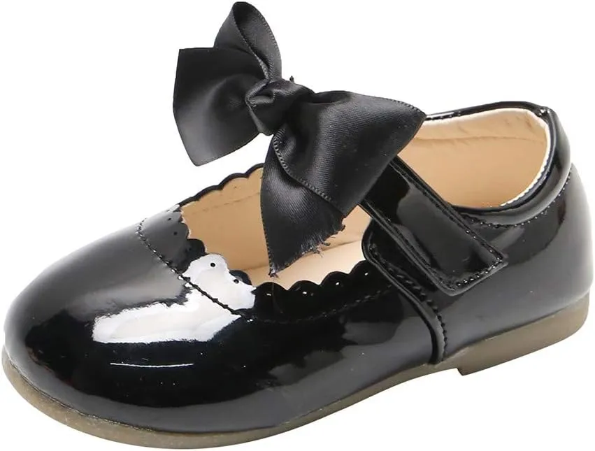 Infant Princess Girls Kids Sandals Leather Toddler Baby Shoes Knot Baby Shoes Shoes Toddler Boy (Black, 0-3 Months)