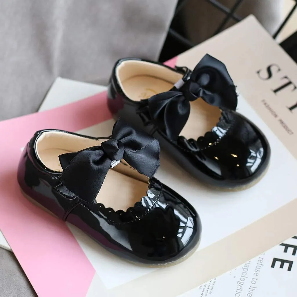 Infant Princess Girls Kids Sandals Leather Toddler Baby Shoes Knot Baby Shoes Shoes Toddler Boy (Black, 0-3 Months)